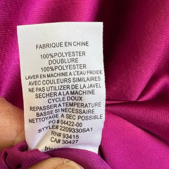 Trina Turk Magenta Satin Mock Neck Cocktail Dress Long Sleeve M - Picture 5 of 9
